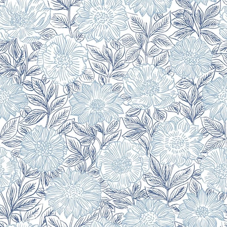 Manhattan Comfort Grasse Faustin Navy Floral 33 ft L X 205 in W Wallpaper BR4072-70047
